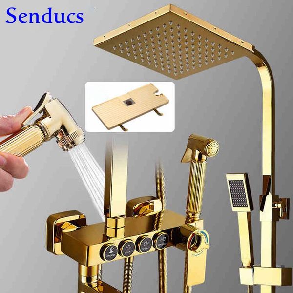 thermostatic shower set of four function bathroom gold system copper bathtub mixer faucet rainfall sets
thermostatic shower set of four function bathroom gold system copper bathtub mixer faucet rainfall sets