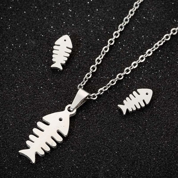 women necklace set fish bone pendant stainless steel choker necklaces for gold fashion boho jewelry wholesale, Silver
women necklace set fish bone pendant stainless steel choker necklaces for gold fashion boho jewelry wholesale, Silver