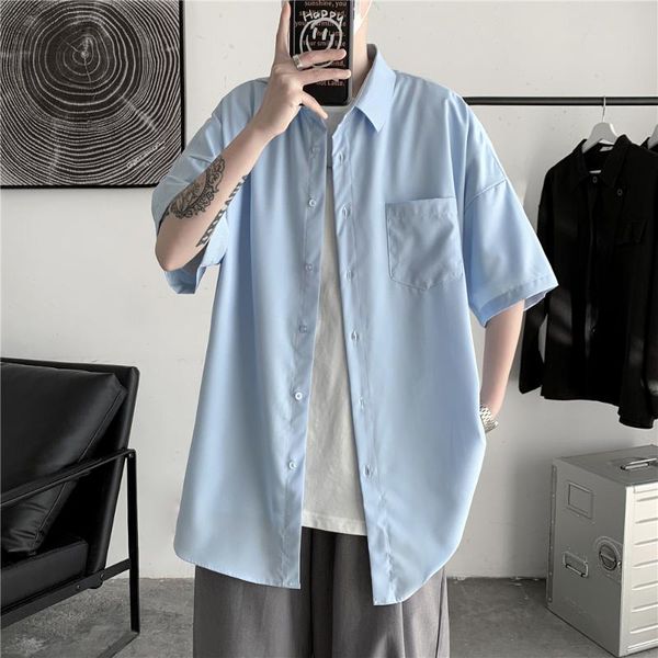 men's casual shirts solid color 2022 summer fashion woman short sleeve shirt oversize male clothing, White;black
men's casual shirts solid color 2022 summer fashion woman short sleeve shirt oversize male clothing, White;black