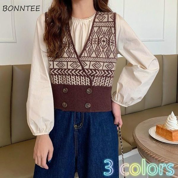 women's vests sweater vest women all-match design outerwear baggy v-neck female clothes sleeveless patchwork double breasted teenagers, Black;white
women's vests sweater vest women all-match design outerwear baggy v-neck female clothes sleeveless patchwork double breasted teenagers, Black;white