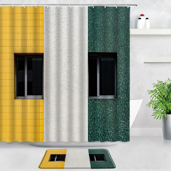 shower curtains stone wall geometric pattern bath mats set yellow white creative building bathroom rugs door pad non-slip carpet
shower curtains stone wall geometric pattern bath mats set yellow white creative building bathroom rugs door pad non-slip carpet