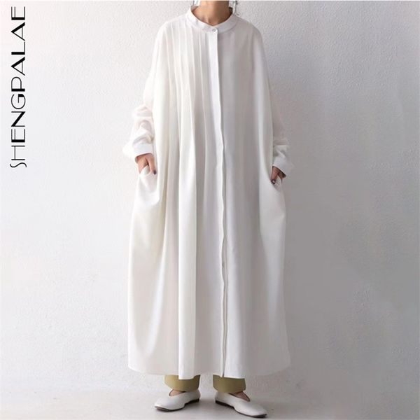 shengpllae minimalist pleated shirt dress women's spring stand collor single breasted loose long sleeve maxi dresses 210427, White
shengpllae minimalist pleated shirt dress women's spring stand collor single breasted loose long sleeve maxi dresses 210427, White