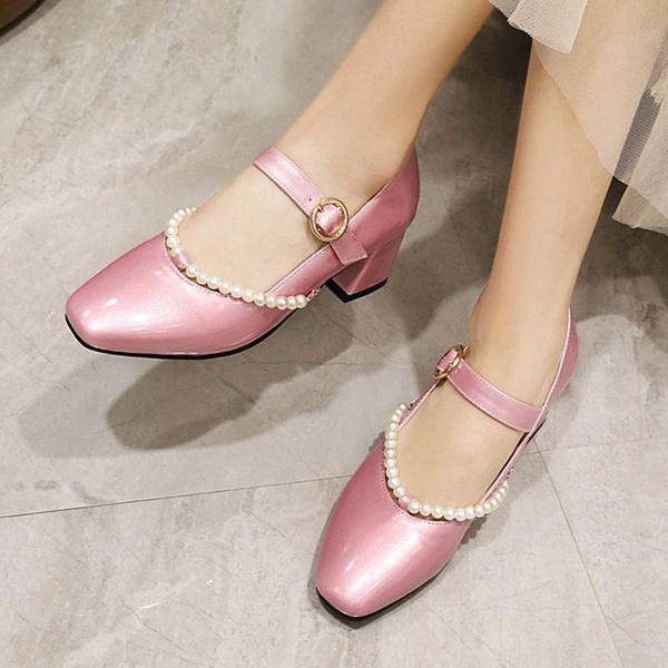 office lady pearl buckle strap pumps med heel brand women spring casual design consise shoes woman dress, Black
office lady pearl buckle strap pumps med heel brand women spring casual design consise shoes woman dress, Black