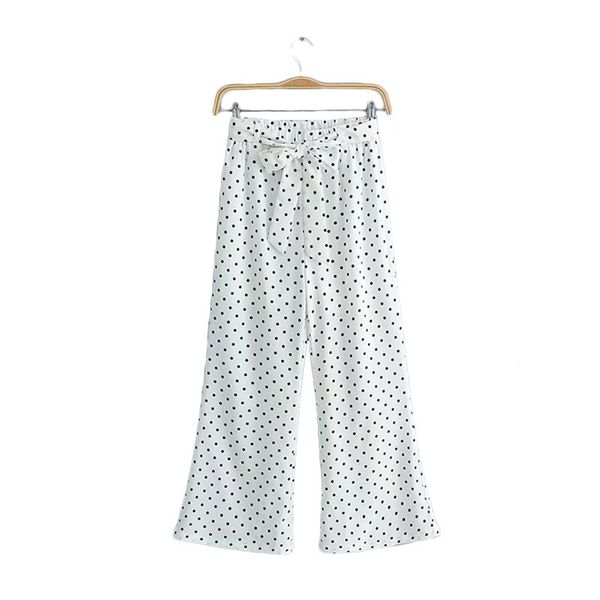 est women vintage dot pattern wide leg pants bow tie sashes elastic waist female retro ankle length trousers pantalones 211007, Black;white
est women vintage dot pattern wide leg pants bow tie sashes elastic waist female retro ankle length trousers pantalones 211007, Black;white