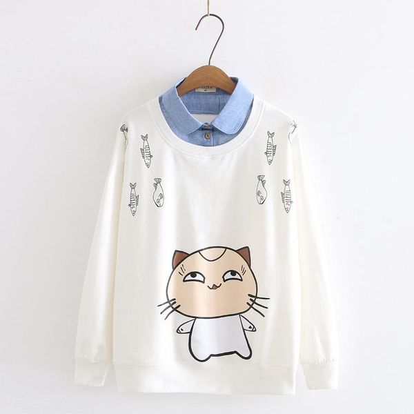 women's hoodies & sweatshirts women spring autumn sweet japan style lapel collar fake two pieces cartoon cat fish print student cotton, Black
women's hoodies & sweatshirts women spring autumn sweet japan style lapel collar fake two pieces cartoon cat fish print student cotton, Black