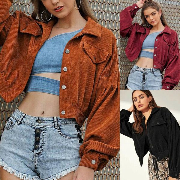 women's jackets women coat outwear corduroy button down long sleeve short casual jacket spring autumn ladies girl outcoats, Black;brown
women's jackets women coat outwear corduroy button down long sleeve short casual jacket spring autumn ladies girl outcoats, Black;brown