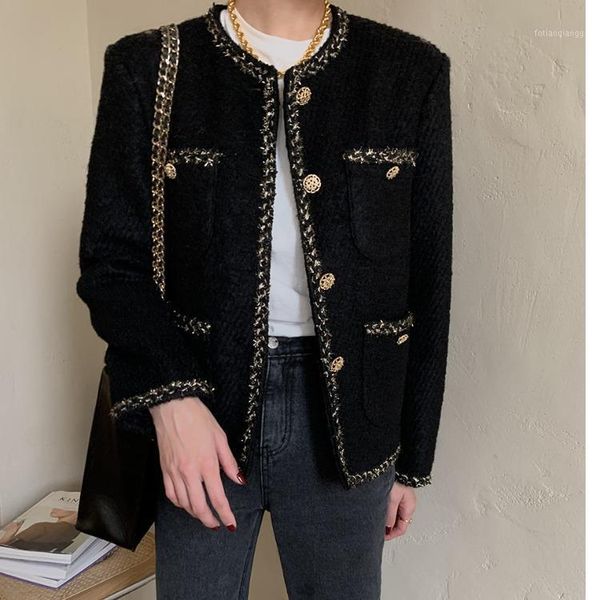 women's jackets 2021 autumn winter tweed coat women long sleeve single breasted minimalist ladies elegant vestidos mh994, Black;brown
women's jackets 2021 autumn winter tweed coat women long sleeve single breasted minimalist ladies elegant vestidos mh994, Black;brown