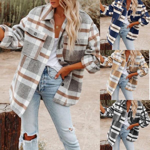 women's wool & blends autumn long sleeve loose plaid shirt coat women winter warm thick retro fashion korean wholesale, Black
women's wool & blends autumn long sleeve loose plaid shirt coat women winter warm thick retro fashion korean wholesale, Black