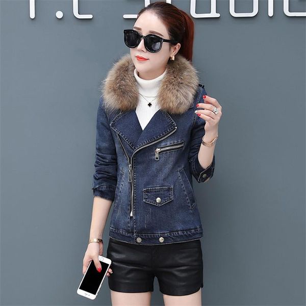 women's trench coats denim jacket women autumn winter short cotton outside coat 2021 plus velvet thick warm wild ladies with fur collar, Tan;black
women's trench coats denim jacket women autumn winter short cotton outside coat 2021 plus velvet thick warm wild ladies with fur collar, Tan;black