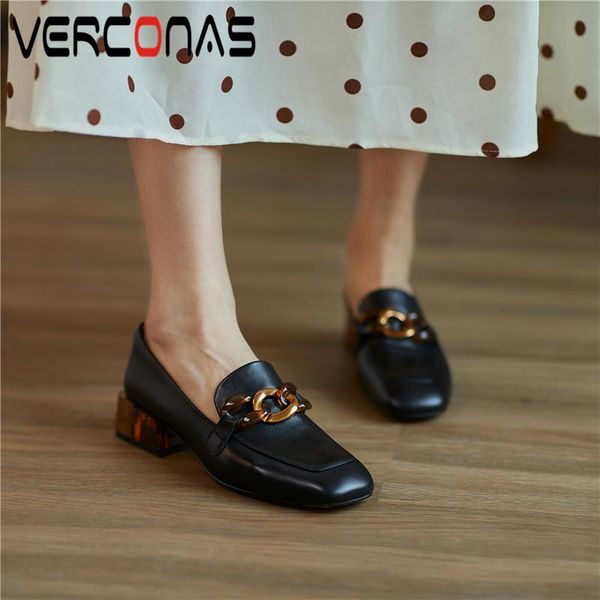 dress shoes verconas autumn casual concise woman pumps genuine leather chain square toe heels office lady, Black
dress shoes verconas autumn casual concise woman pumps genuine leather chain square toe heels office lady, Black