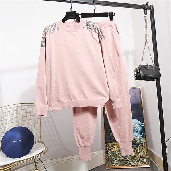 pant pink black knitted tracksuit women set shoulder diamond sweater pants female two piece outfits knitting pullover trousers 2pcs, White
pant pink black knitted tracksuit women set shoulder diamond sweater pants female two piece outfits knitting pullover trousers 2pcs, White