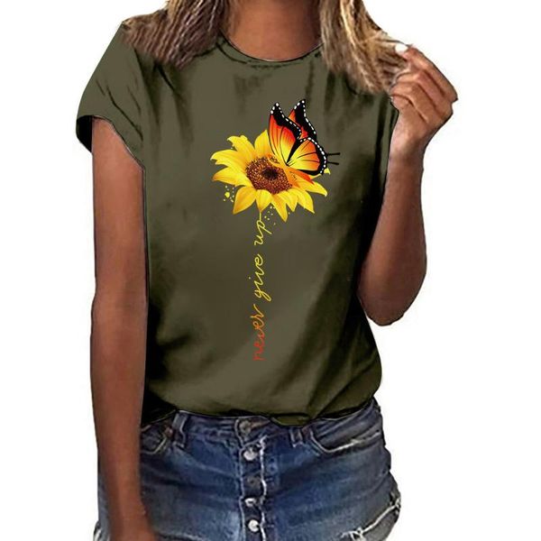 women's t-shirt women fashion summer plus size sunflower print short sleeved hip hop streetwear leisure laides #45, White
women's t-shirt women fashion summer plus size sunflower print short sleeved hip hop streetwear leisure laides #45, White