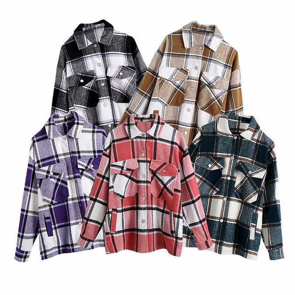 women's jacket fashion youth plaid loose long coat woolen casual chic street student women's 210601, Black
women's jacket fashion youth plaid loose long coat woolen casual chic street student women's 210601, Black
