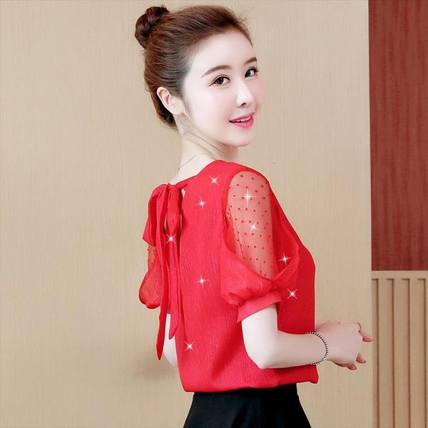 spring summer chiffon hollow out womens shirts lace casual short sleeve o neck loose df3480, White
spring summer chiffon hollow out womens shirts lace casual short sleeve o neck loose df3480, White