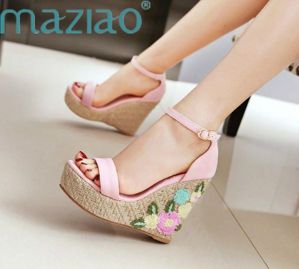 dress shoes embroidery summer women platform super high heels ankle strap wedge sandals elegant ladies office maziao, Black
dress shoes embroidery summer women platform super high heels ankle strap wedge sandals elegant ladies office maziao, Black