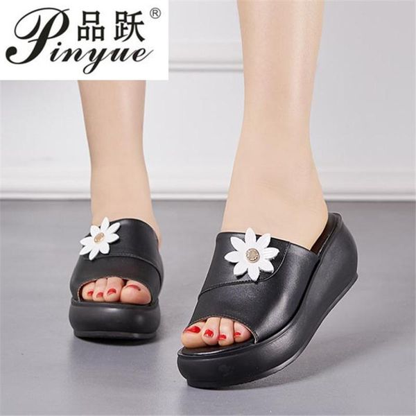slippers 2021 women summer shoes wedges heels fashion genuine leather platform, Black
slippers 2021 women summer shoes wedges heels fashion genuine leather platform, Black