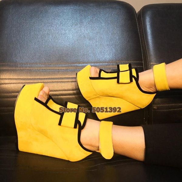 fashion women's sandals high heel pumps bow-knot peep toe wedge yellow suede nightclub shoes, Black
fashion women's sandals high heel pumps bow-knot peep toe wedge yellow suede nightclub shoes, Black