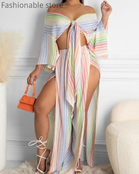 women's two piece pants women striped off shoulder bell sleeve tie front and high waist split 2ps set, White
women's two piece pants women striped off shoulder bell sleeve tie front and high waist split 2ps set, White