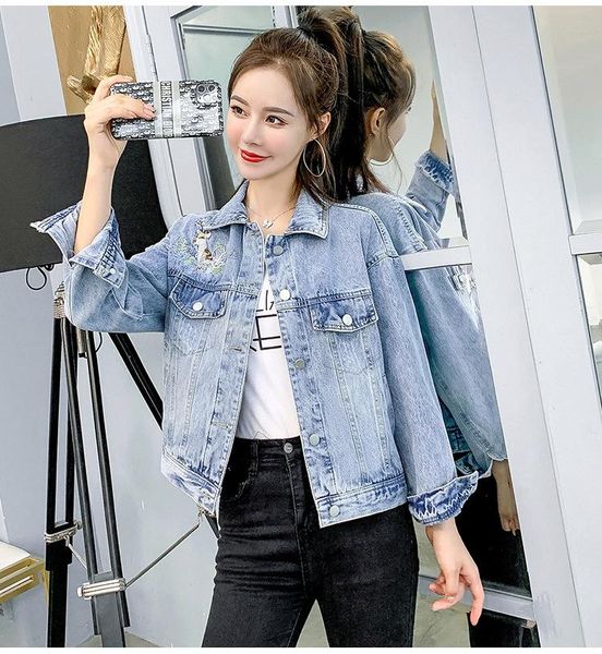 women's jackets embroidered jeans jacket spring autumn 2021 net red versatile loose casual, Black;brown
women's jackets embroidered jeans jacket spring autumn 2021 net red versatile loose casual, Black;brown