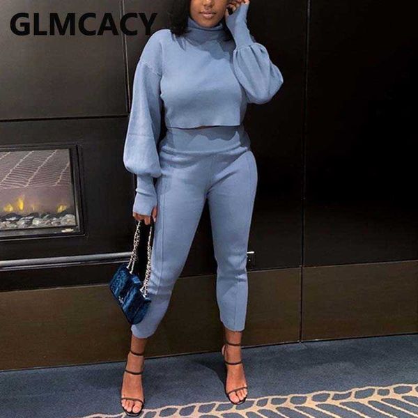 women two piece casual suits outfits turtleneck crop & slim pants set chic streetwear 210702, White
women two piece casual suits outfits turtleneck crop & slim pants set chic streetwear 210702, White