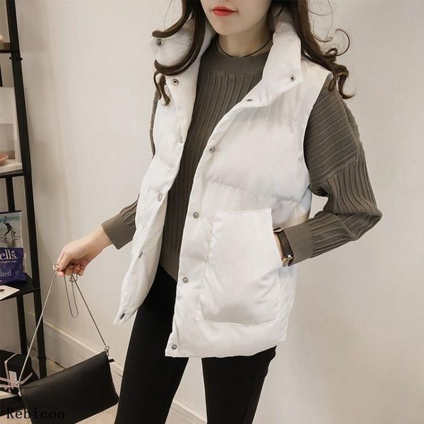 women's vests korean style solid sleeveless winter keep warm vest coat single women breasted loose thick fashion, Black;white
women's vests korean style solid sleeveless winter keep warm vest coat single women breasted loose thick fashion, Black;white