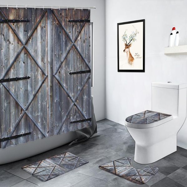 shower curtains vintage gray old wooden door bathroom carpet set creative retro design decor non-slip rug toilet cover bath mats
shower curtains vintage gray old wooden door bathroom carpet set creative retro design decor non-slip rug toilet cover bath mats