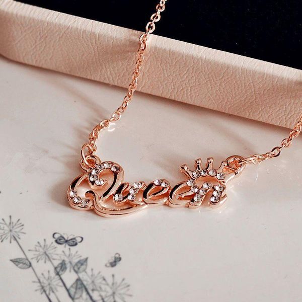 pendant necklaces fashion letter queen crown chain necklace zircon crystal lady jewelry birthday gift, Silver
pendant necklaces fashion letter queen crown chain necklace zircon crystal lady jewelry birthday gift, Silver
