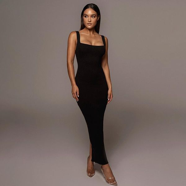 casual dresses summer 2021 vintage ladies knitted sling women knit tank all-match midi dress korean style sleeveless, Black;gray 
casual dresses summer 2021 vintage ladies knitted sling women knit tank all-match midi dress korean style sleeveless, Black;gray