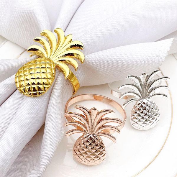 napkin rings 10pcs metal pineapple ring buckle gold