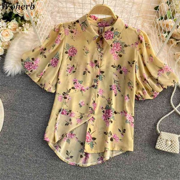 chiffon shirts women summer fashion blsas lantern sleeve turn down collar blouses korean loose floral vintage 210519, White
chiffon shirts women summer fashion blsas lantern sleeve turn down collar blouses korean loose floral vintage 210519, White