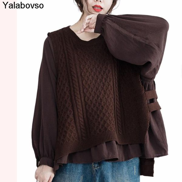 fake two casual for women female blouse 2021 spring loose oversized sweater fashion showing thin splicing shirt women's blouses & shir, White
fake two casual for women female blouse 2021 spring loose oversized sweater fashion showing thin splicing shirt women's blouses & shir, White