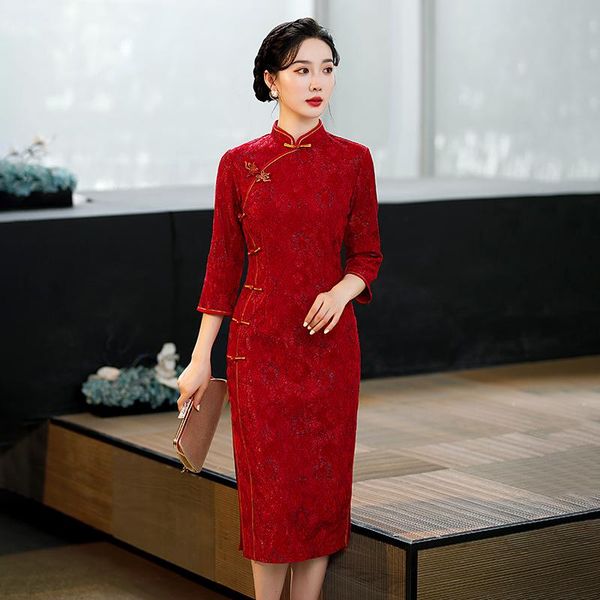 ethnic clothing red chinese bride wedding dress long slim qipao lady vintage lace and velvet cheongsam plus size -4xl vestidos autumn
ethnic clothing red chinese bride wedding dress long slim qipao lady vintage lace and velvet cheongsam plus size -4xl vestidos autumn
