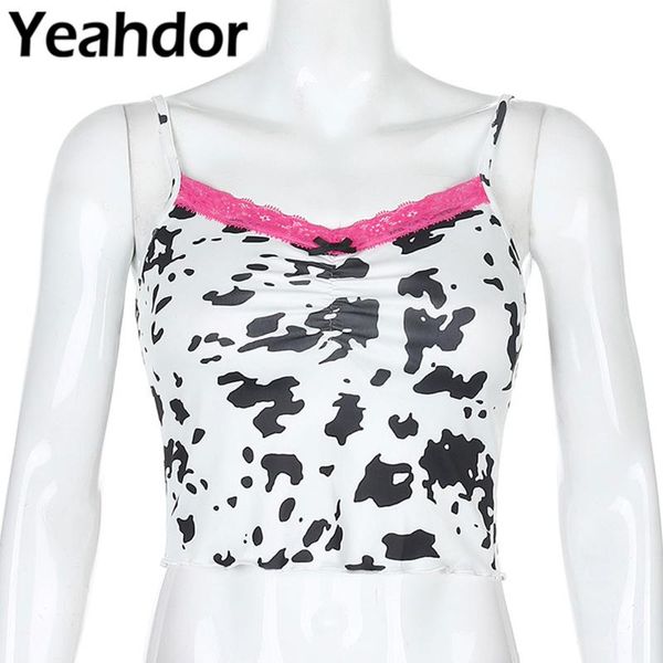 womens summer casual streetwear tank cow print camisole spaghetti strap vest lace trim v neck backless slim fit crop women's tanks, White
womens summer casual streetwear tank cow print camisole spaghetti strap vest lace trim v neck backless slim fit crop women's tanks, White