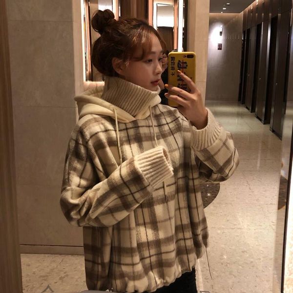women's hoodies & sweatshirts thickened autumn and winter holiday two piece plaid high neck student loose retro hoodie sweatshirt cloth, Black
women's hoodies & sweatshirts thickened autumn and winter holiday two piece plaid high neck student loose retro hoodie sweatshirt cloth, Black