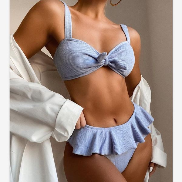women's swimwear swimsuit 2021 ruffled knitted bikini swimming suit for women bathing suits 2 pieces push up, White;black
women's swimwear swimsuit 2021 ruffled knitted bikini swimming suit for women bathing suits 2 pieces push up, White;black