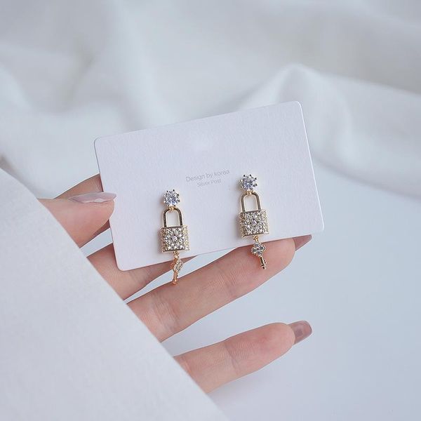 dangle & chandelier korea's design fashion jewelry, exquisite copper inlaid zircon key lock earrings, elegant women's everyday wil, Silver
dangle & chandelier korea's design fashion jewelry, exquisite copper inlaid zircon key lock earrings, elegant women's everyday wil, Silver