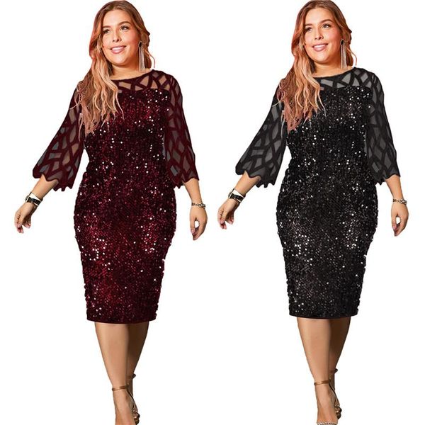 casual dresses 6xl plus-size women glitter shiny sequined pencil dress office ladies o-neck 3/4 sleeve mesh through midi red wine vestido, Black;gray
casual dresses 6xl plus-size women glitter shiny sequined pencil dress office ladies o-neck 3/4 sleeve mesh through midi red wine vestido, Black;gray