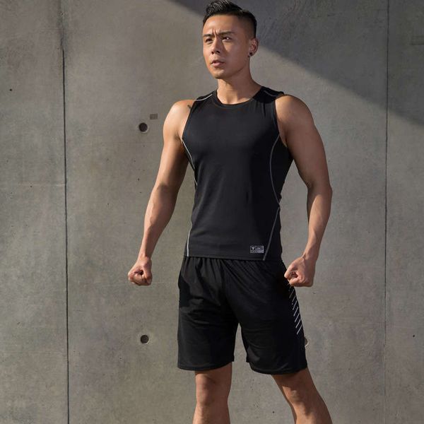men's tracksuits fitness handuoshe sports tights two piece gym training vest summer running suit, Gray
men's tracksuits fitness handuoshe sports tights two piece gym training vest summer running suit, Gray