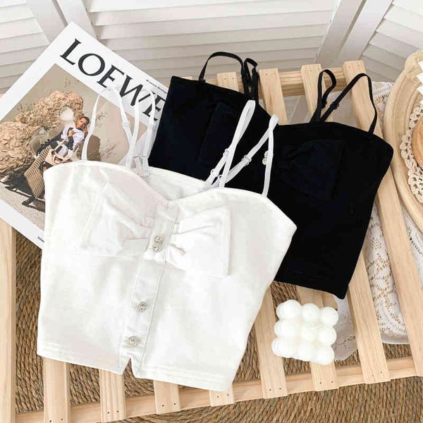 summer fashion all-match v-neck three-dimensional bow diamond buckle irregular camisole with female 210507, White
summer fashion all-match v-neck three-dimensional bow diamond buckle irregular camisole with female 210507, White