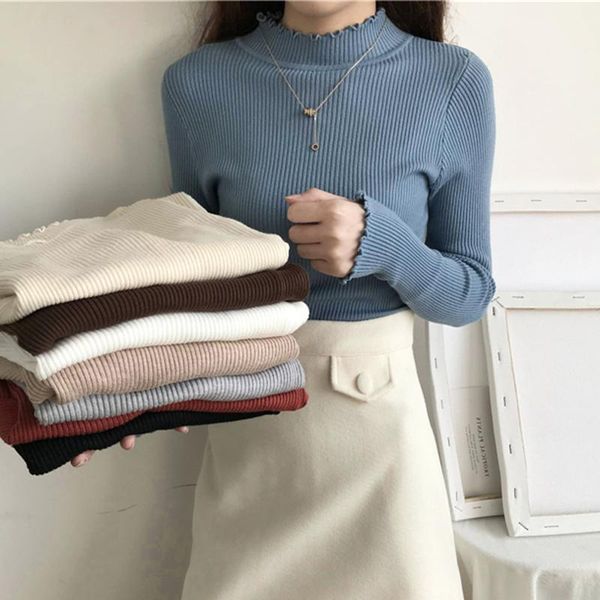 women's sweaters turtleneck ruched women sweater high elastic solid 2021 fall winter fashion slim knitted pullovers pink white, White;black
women's sweaters turtleneck ruched women sweater high elastic solid 2021 fall winter fashion slim knitted pullovers pink white, White;black