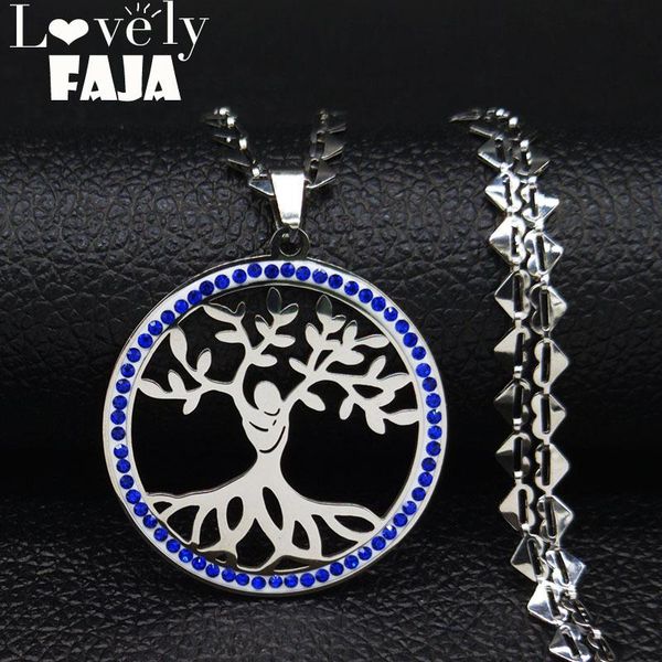 pendant necklaces 2021 blue color crystal stainless steel necklace chain women tree of life jewelry colgantes mujer moda n19251, Silver
pendant necklaces 2021 blue color crystal stainless steel necklace chain women tree of life jewelry colgantes mujer moda n19251, Silver