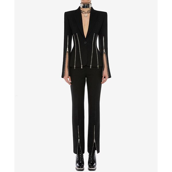 two piece dress high street fashion 2021 designer blazer suit set women's single button zipper pants, White
two piece dress high street fashion 2021 designer blazer suit set women's single button zipper pants, White