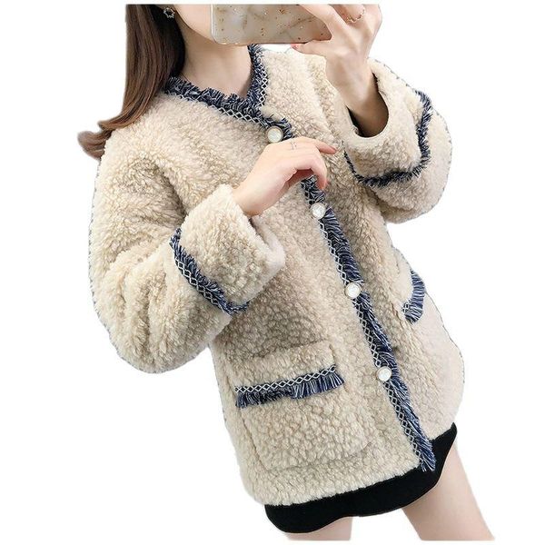 women's wool & blends 2021 women autumn winter overcoat fur coats xiaoxiangfeng ladies lamb jacket loose round neck outwear female a55, Black
women's wool & blends 2021 women autumn winter overcoat fur coats xiaoxiangfeng ladies lamb jacket loose round neck outwear female a55, Black