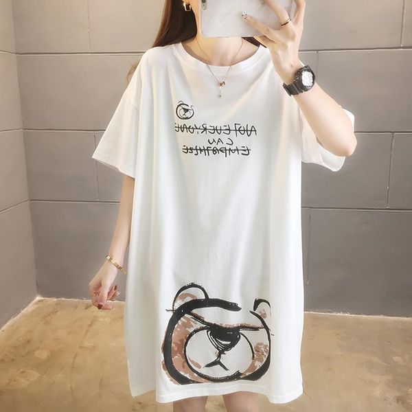 summer korean version round neck cartoon printing loose large size women's mid-length short sleeved t shirt women xxl t-shirt, White
summer korean version round neck cartoon printing loose large size women's mid-length short sleeved t shirt women xxl t-shirt, White