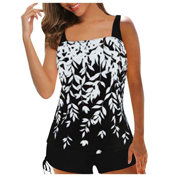 women's swimwear 2pcs women summer swimwear, leaf print padded tank + solid color drawstring shorts swimsuit for girls, 5 colors, White;black
women's swimwear 2pcs women summer swimwear, leaf print padded tank + solid color drawstring shorts swimsuit for girls, 5 colors, White;black