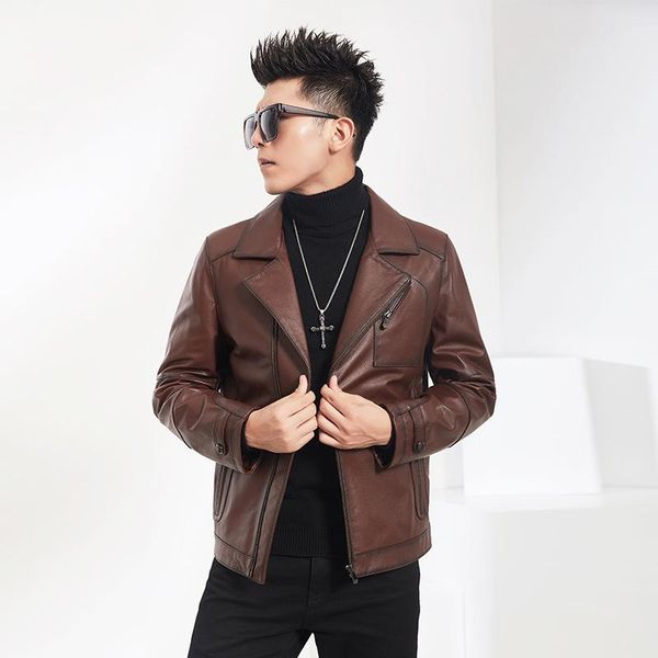 men's leather & faux spring 2021 real autumn cow jacket motorcycle brown coat men casual chaqueta cuero hombre mq4724 pph520, Black
men's leather & faux spring 2021 real autumn cow jacket motorcycle brown coat men casual chaqueta cuero hombre mq4724 pph520, Black