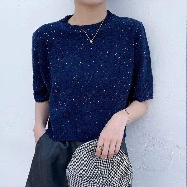2021 new women's quarter sleeve round neck sweater, simple leisure, fashion, sequin, autumn duk5, White;black
2021 new women's quarter sleeve round neck sweater, simple leisure, fashion, sequin, autumn duk5, White;black