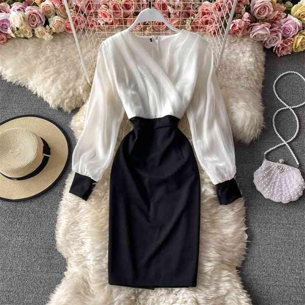 autumn winter women's v-neck lantern sleeves waist and thin temperament package hip dress uk686 210506, Black;gray
autumn winter women's v-neck lantern sleeves waist and thin temperament package hip dress uk686 210506, Black;gray