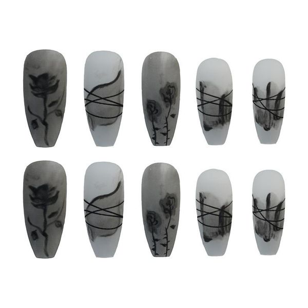 24pcs black rose wear long paragraph fashion manicure patch false nails save time wearable nail dl, Red;gold
24pcs black rose wear long paragraph fashion manicure patch false nails save time wearable nail dl, Red;gold