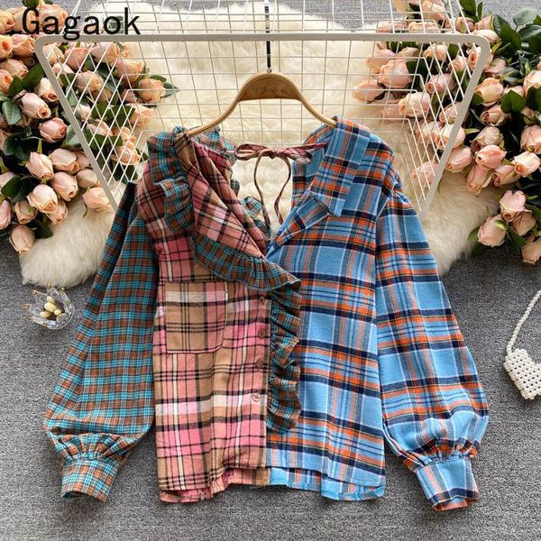 women's blouses & shirts gagaok women streetwear blouse 2021 spring autumn v-neck full ruffles plaid shirt sleeve loose casual fashion, White
women's blouses & shirts gagaok women streetwear blouse 2021 spring autumn v-neck full ruffles plaid shirt sleeve loose casual fashion, White